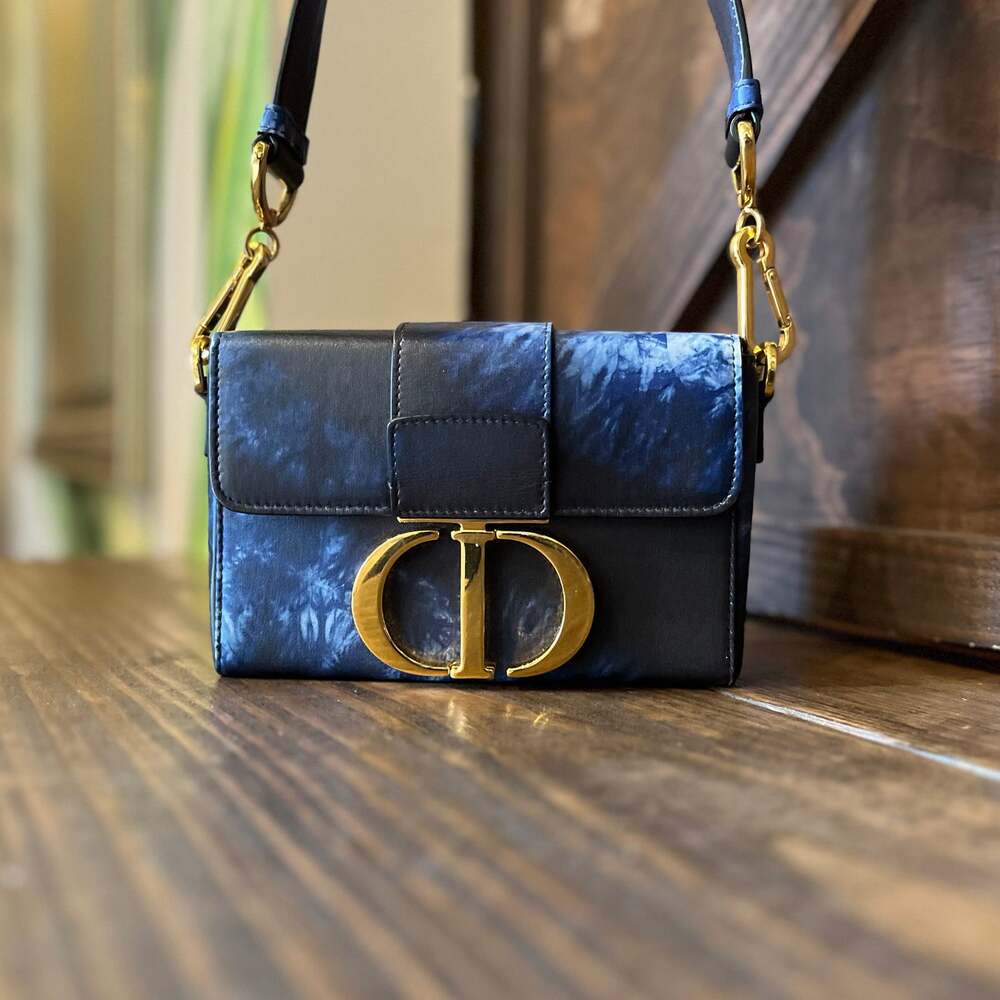 CHRISTIAN DIOR Montaigne 30 Tie-Dye Blue Micro Leather Crossbody Bag